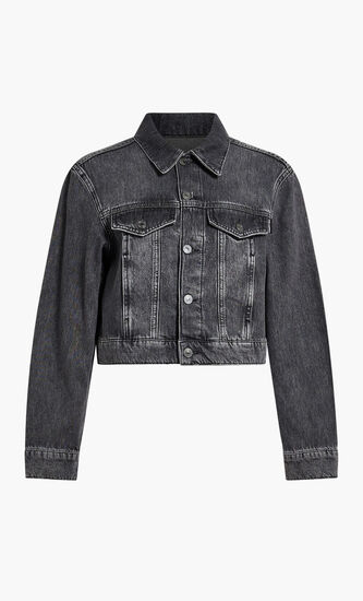 EMBELLISHED LOGO DENIM JACKET