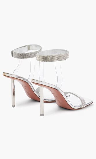 RIH SANDAL MIRROR ANTIQUE + BLACK DIAMOND CRYSTAL MESH + ANTIQUE CHROME METAL HEEL 95 MM METAL HEEL (AS SAMPLE)