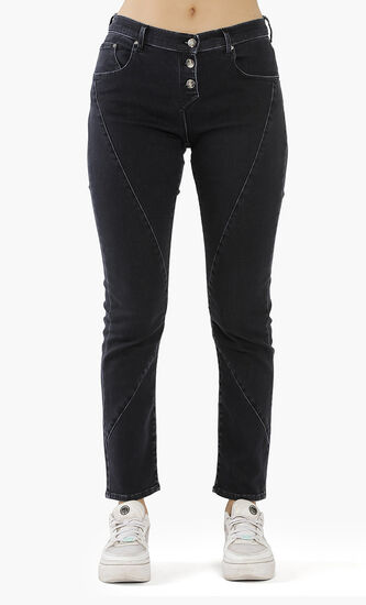 Button-Fly Stretch Fit Jeans