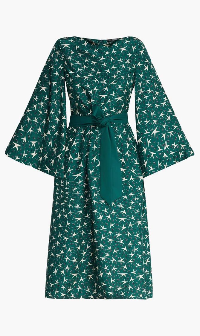 Logo Print Silk Midi Dress