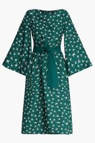 Logo Print Silk Midi Dress