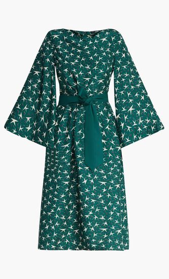 Logo Print Silk Midi Dress