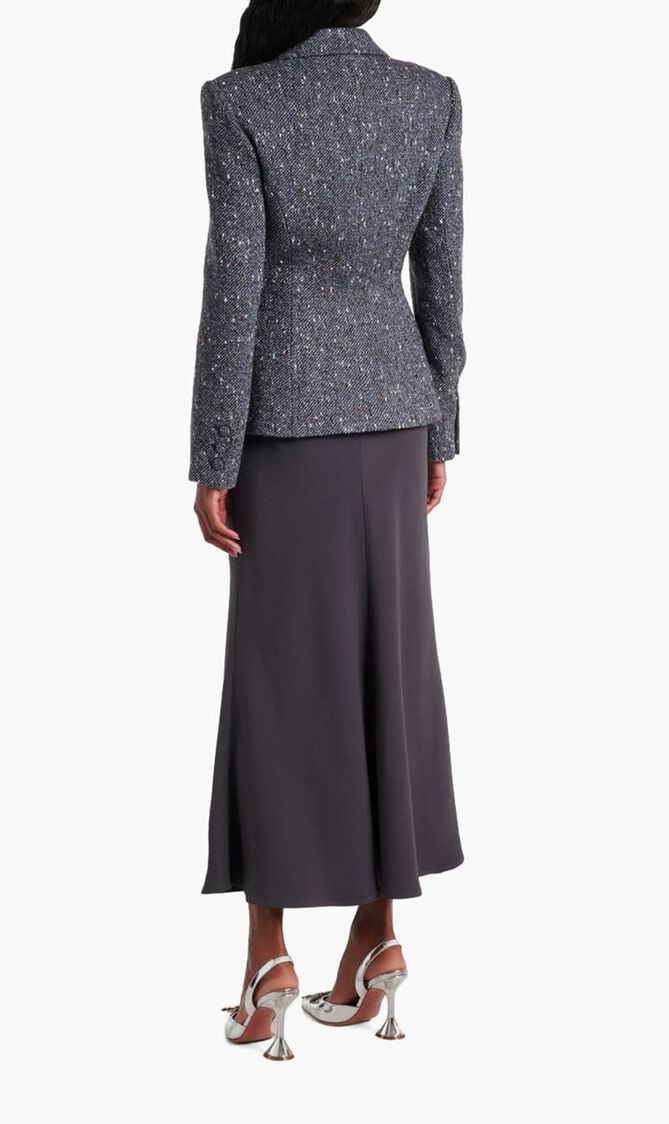 BLUE BOUCLE MIDI DRESS