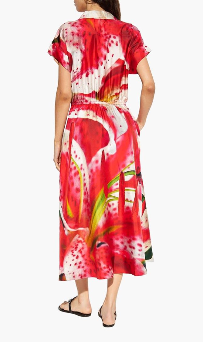 Graphic-Print Midi Dress