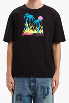 BURNING OASI SLIM TEE BLACK MULTICOLOR