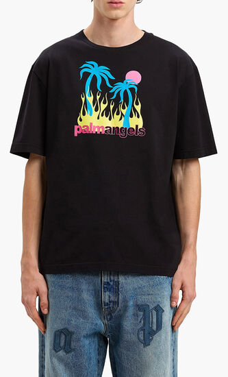 BURNING OASI SLIM TEE BLACK MULTICOLOR