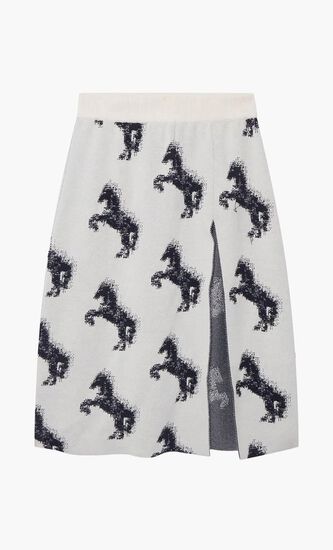 PIXEL HORSE WOOL JAQUARD SKIRT