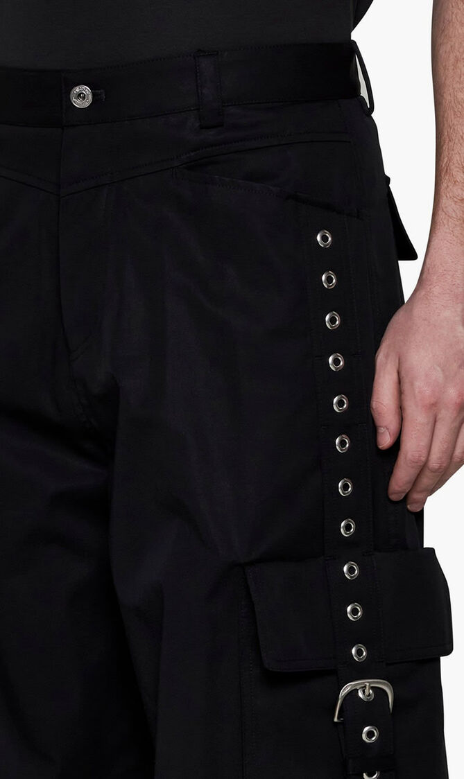 BUCKLES COT CARGO PANT BLACK NO COLOR BUCKLES COT CARGO PANT BLACK NO COLOR