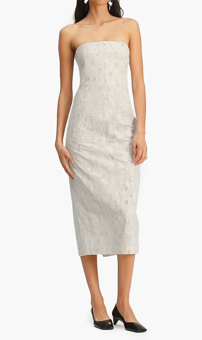 EMBELLISHED LINEN DRESS