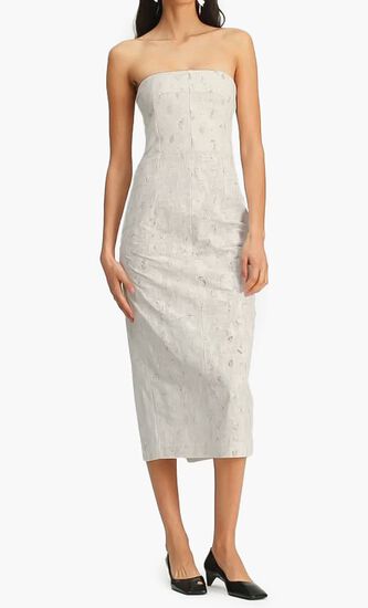 EMBELLISHED LINEN DRESS