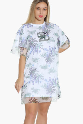Printed Double Layered T-Shirt Dress