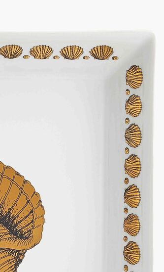 FST SQUARE PLATE 20X20 GIRO DI CONCHIGLIE GOLD/BLACK/WHITE