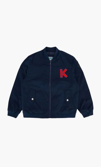 Logo Embroidered Zipped Bomber Jacket