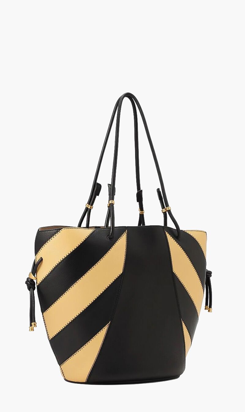 Striped leather tote bag hotsell