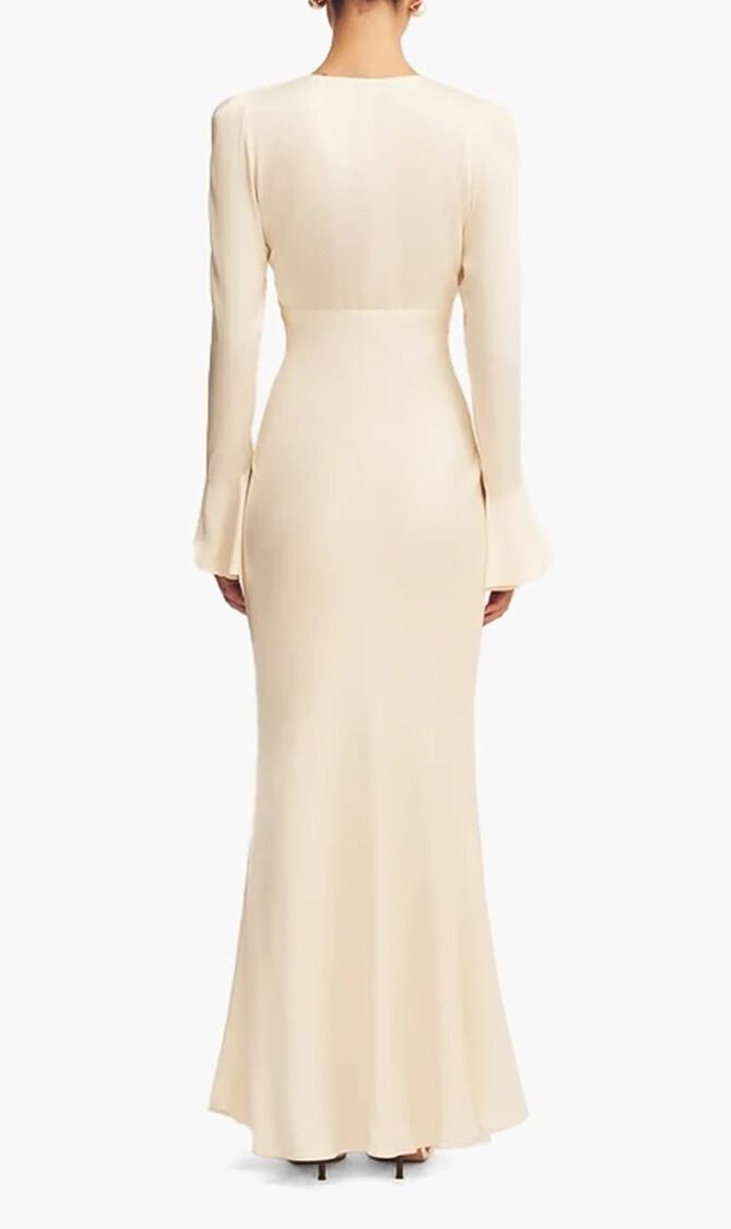 LA LUNE FRILL CUFF BIAS MIDI DRESS
