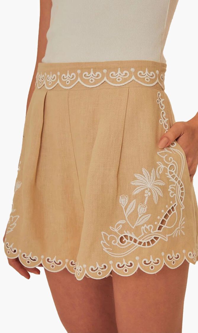 Embroidered Premium Linen Shorts