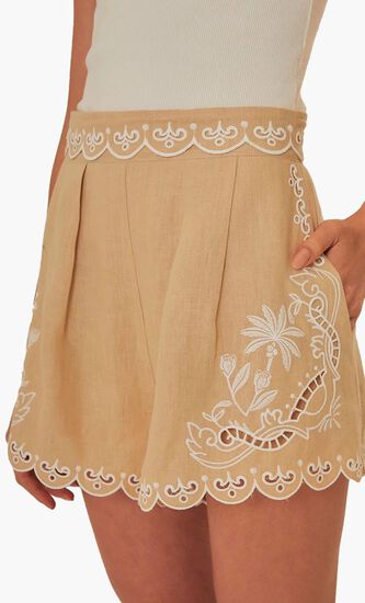 Embroidered Premium Linen Shorts