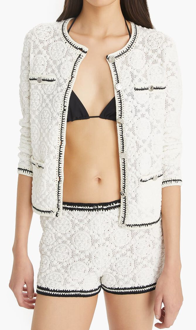 KENDRA LOGO LACE CARDIGAN