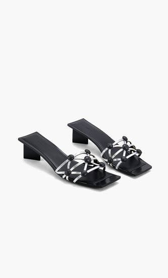 Crystal Bobble Heeled Mule Sandal