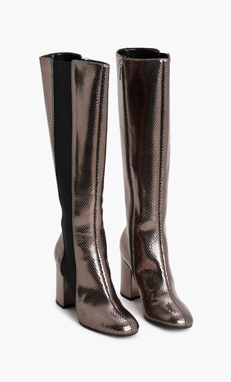 Snake Leather Knee Boots