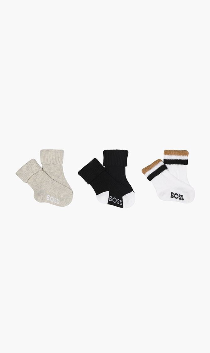 Multi-Coloured Logo Socks , 3 piece Set