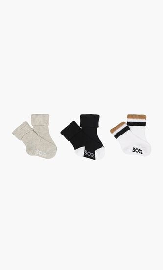 Multi-Coloured Logo Socks , 3 piece Set