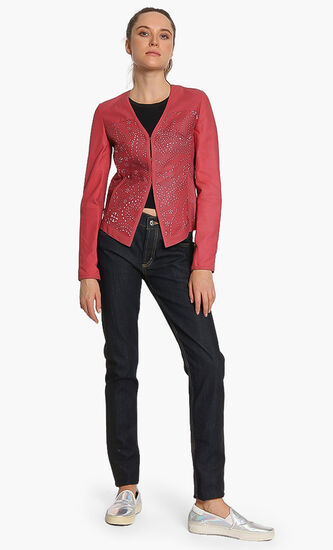 Cut-Out Leather Jacket