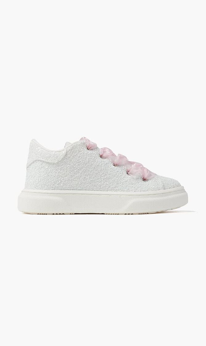 Lace Up Glitter & Tulle Sneakers