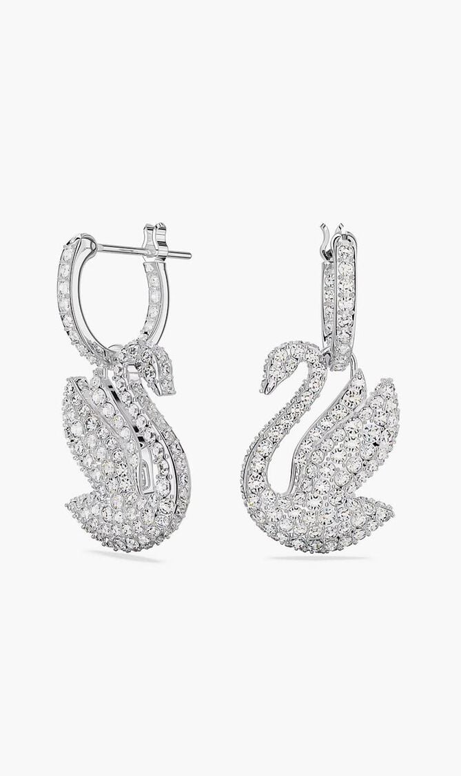 SJC ICONIC SWAN PE HOOP EARRINGS WHI/RHS
