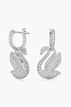 SJC ICONIC SWAN PE HOOP EARRINGS WHI/RHS