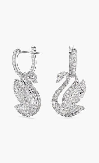 SJC ICONIC SWAN PE HOOP EARRINGS WHI/RHS