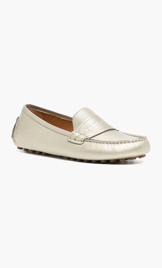 Debossed Pebbled Leather Loafers