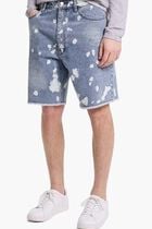 Frayed Splattered Denim Shorts
