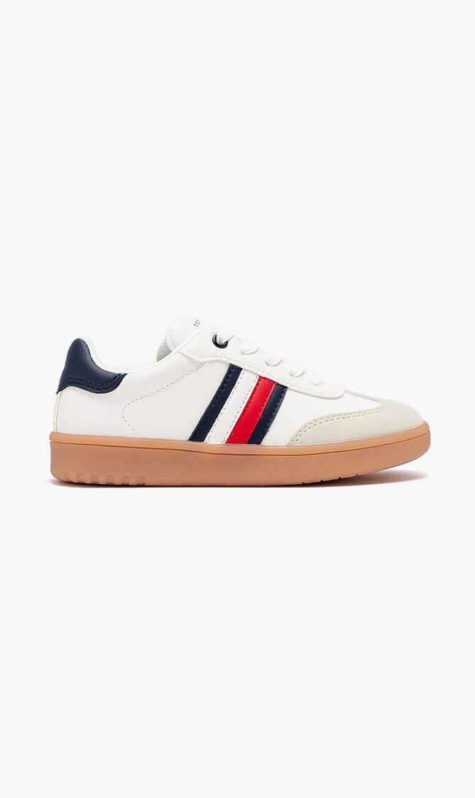 Stripe Low Cut Lace-Up Sneaker Beigeoff Whiteblue