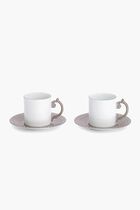 Aegean Coffee Cup & Saucer Silver Set Of 2