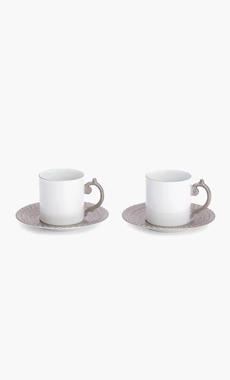 Aegean Coffee Cup & Saucer Silver Set Of 2