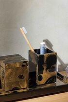 Black Gold Marble Lacquer Brush Holder