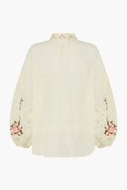 Embroidered Balloon Sleeve Shirt Blouse
