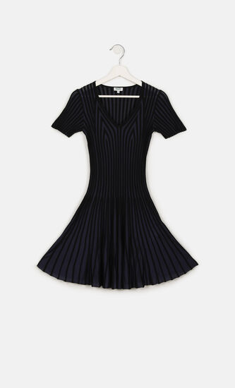 Two Tone Pleated Fit & Flare Dress