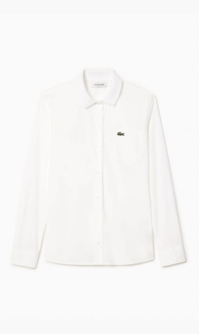 Poplin Shirt with Ribbed Collar
