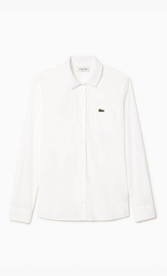 Poplin Shirt with Ribbed Collar