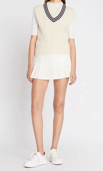 TORY SPORT WOOL CABLE KNIT TENNIS VEST