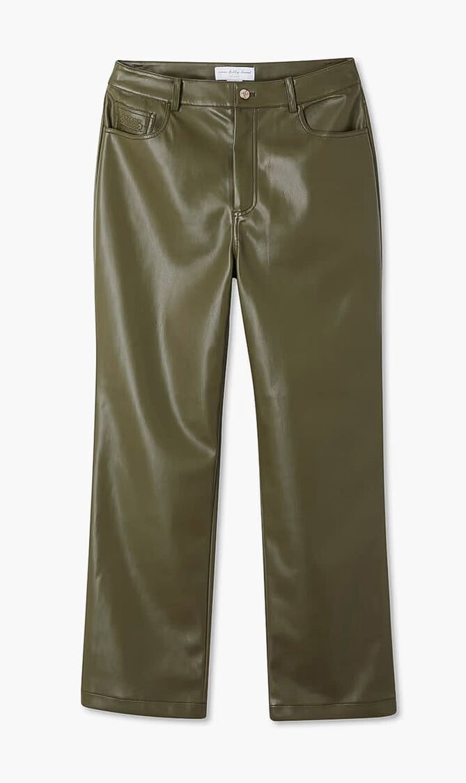 Khaki Vegan Leather Trouser