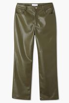 Khaki Vegan Leather Trouser