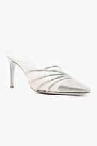 Rhinestone Mesh Pointed Toe Mules