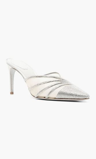 Rhinestone Mesh Pointed Toe Mules