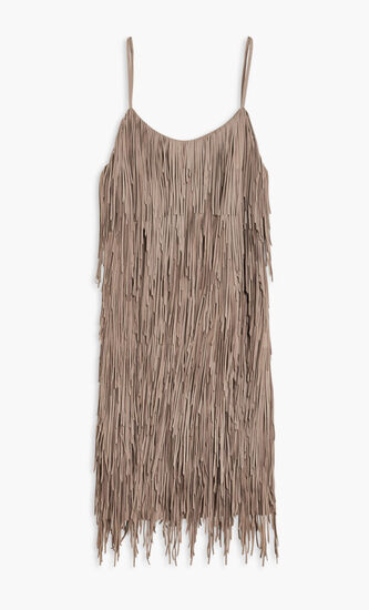 SUEDE FRINGE SHIFT DRESS