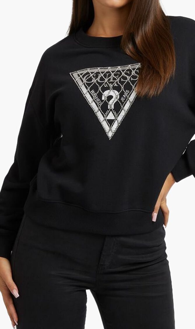 LS GUESS CRYSTAL MESH PULLOVER