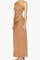 LANI ASYMMETRICAL GATHERED MAXI DRESS- CINNAMON