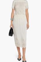 Lace Panel Pleated Midi Skirt